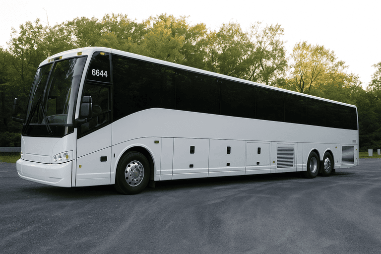 exterior of San Mateo Coach Bus Service coach bus