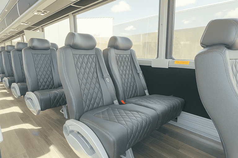 interior of San Mateo Coach Bus Service charter bus