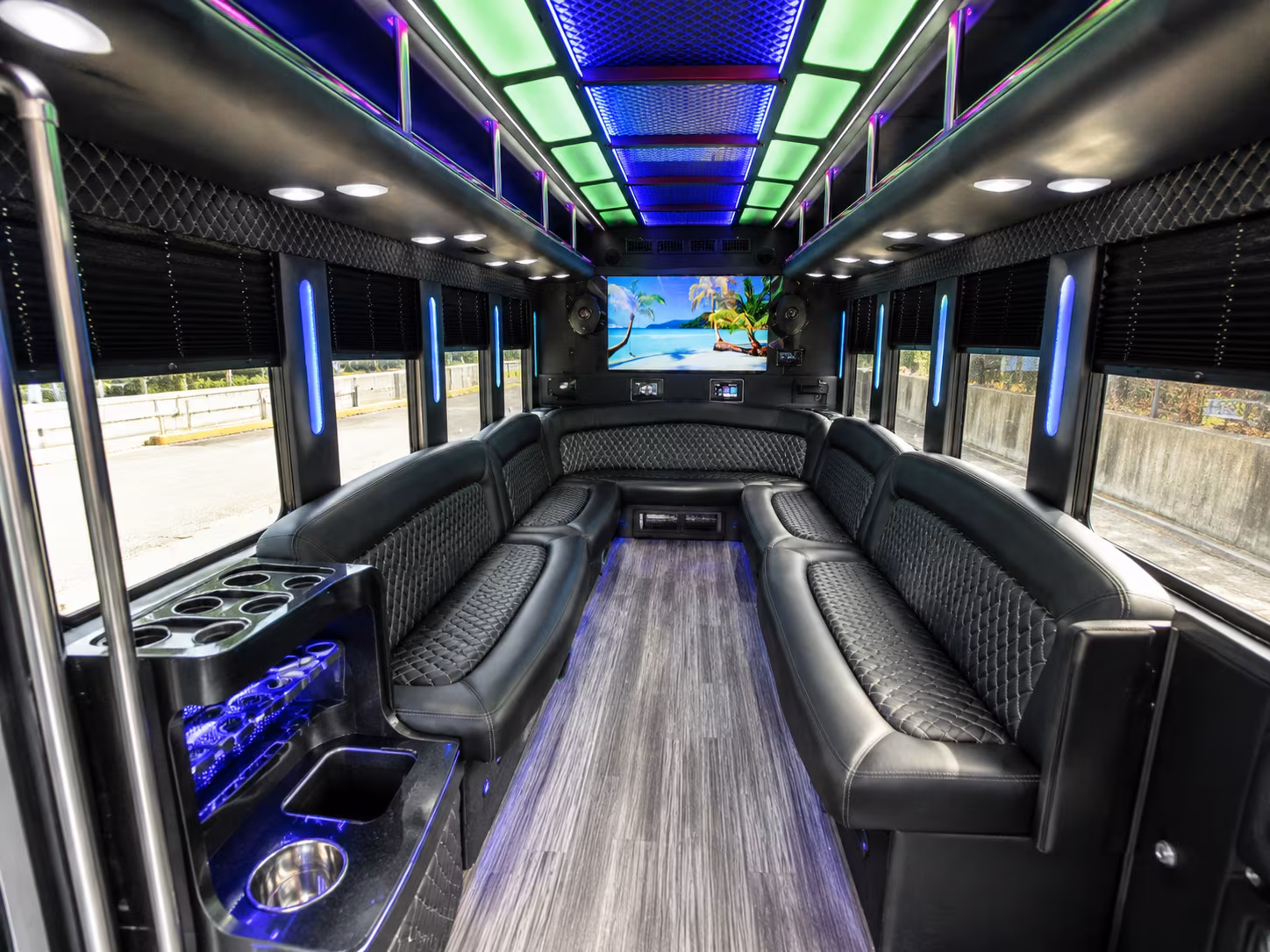 san mateo 18 passenger party bus inside