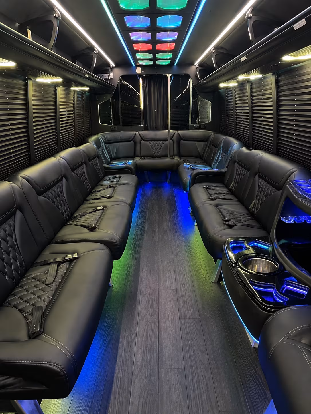 san mateo 20 passenger party bus interior