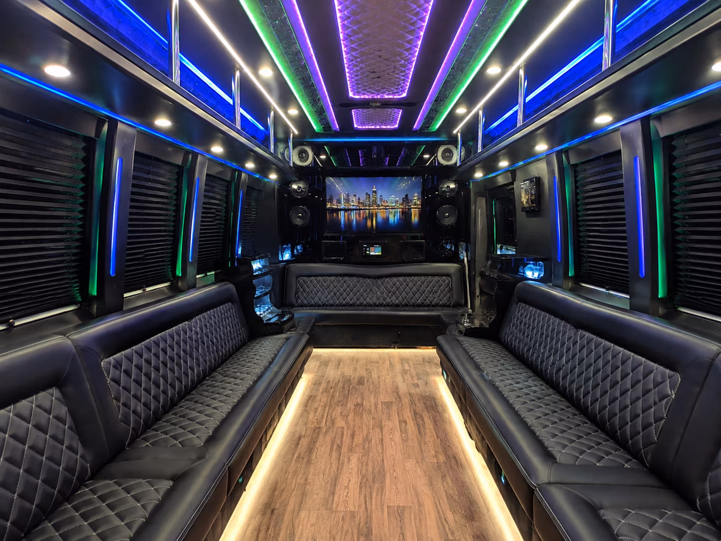 san mateo 25 passenger party bus interior