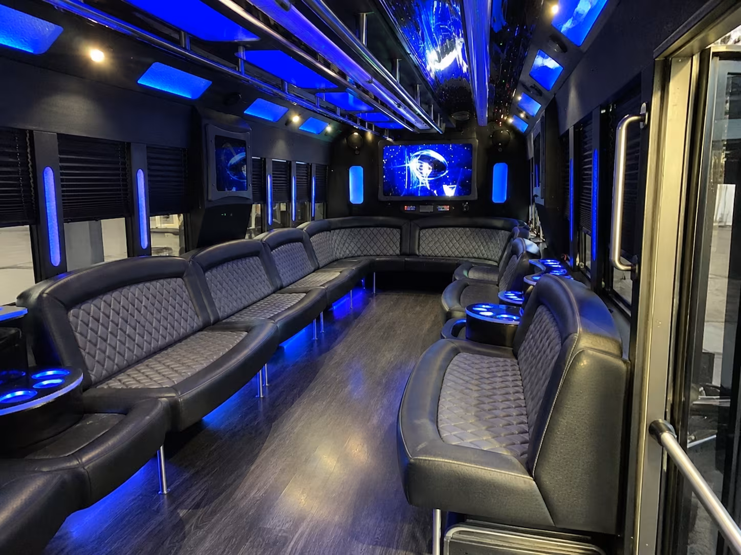 san mateo 28 passenger party bus interior