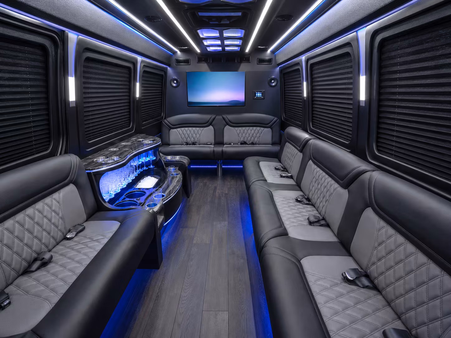 san mateo 40 passenger party bus inside