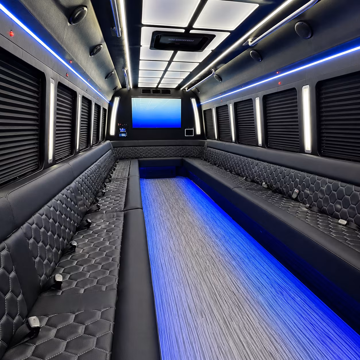 san mateo 50 passenger party bus inside